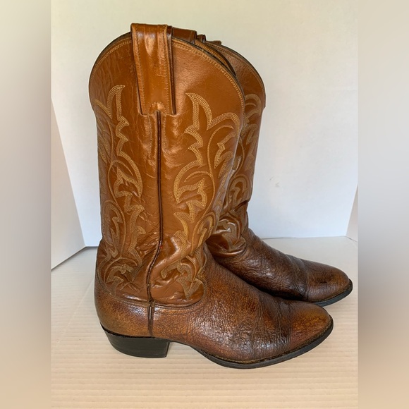 Vintage Justin Brown Leather Western Cowboy Boots Size 8D Rodeo - Picture 7 of 16